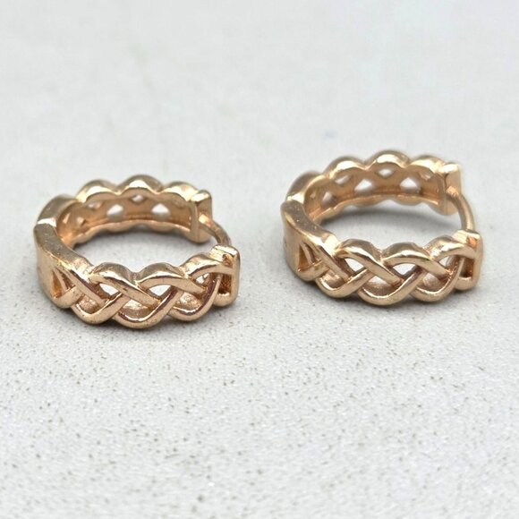 Celtic Knot Gold Plated Hoop Earrings Small Stylish Design Everyday Jewelry - Picture 7 of 7